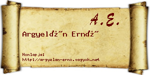 Argyelán Ernő névjegykártya